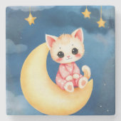 Kitten Sitting on the Moon Stenen Onderzetter (Voorkant)
