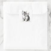 Kitten Sketch Vierkante Sticker (Tas)