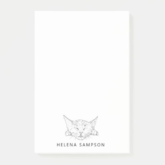 Kitten slapen grappige katten schets gepersonalise post-it® notes (Voorkant)