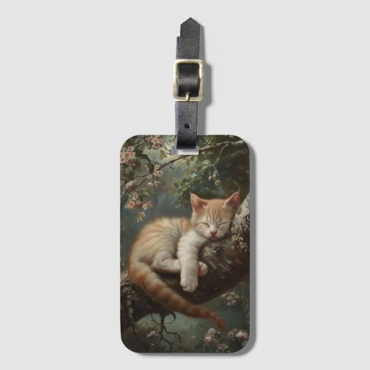 Kitten slapen in een boom bagagelabel (Voorkant (verticaal))