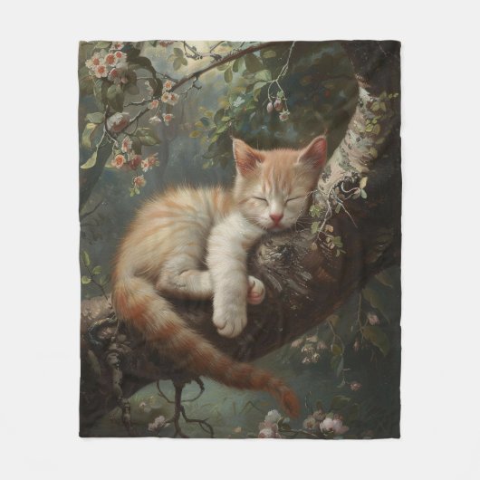 Kitten slapen in een boom fleece deken (Voorkant)