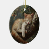 Kitten slapen in een boom  keramisch ornament (Rechts)
