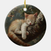 Kitten slapen in een boom  keramisch ornament (Achterkant)