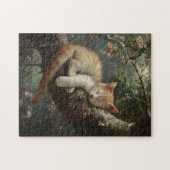 Kitten slapen in een boom legpuzzel (Horizontaal)