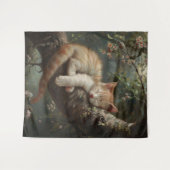 Kitten slapen in een boom  wandkleed (Voorkant (horizontaal))