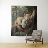 Kitten slapen in een boom  wandkleed (In situ)