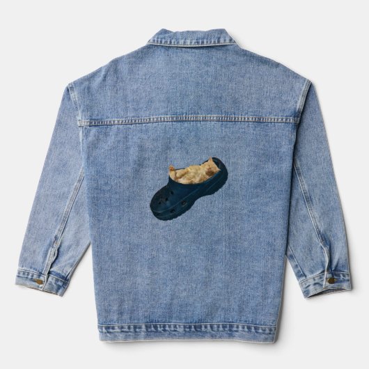 Kitten slapen in een croc schoen, Lady denim jas Jacket (Achterkant)