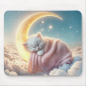 Kitten slapen op een maansikkel muismat (Voorkant)