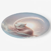 Kitten slapen op een maansikkel papieren bordje (Gekanteld)