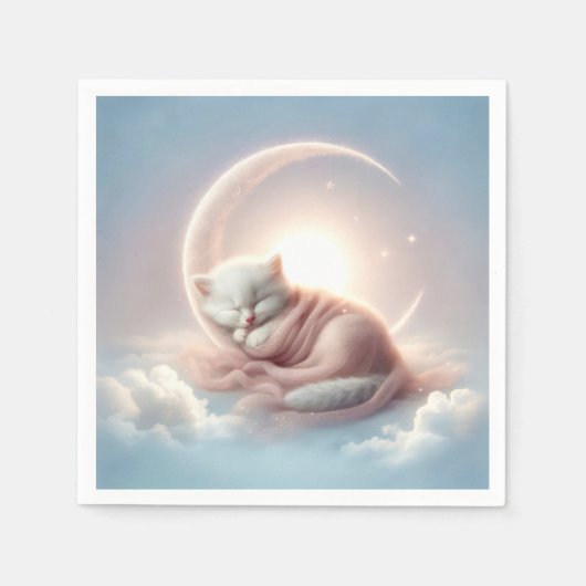 Kitten slapen op een maansikkel servet (Voorkant)