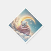 Kitten slapen op een maansikkel servet (Hoek)