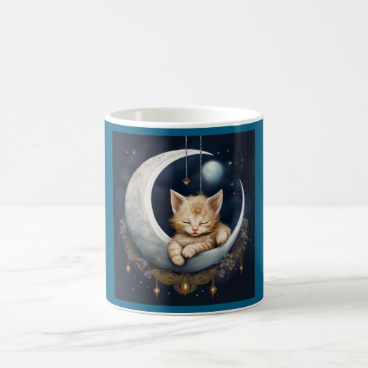 Kitten slapen op maanobject koffiemok (Center)