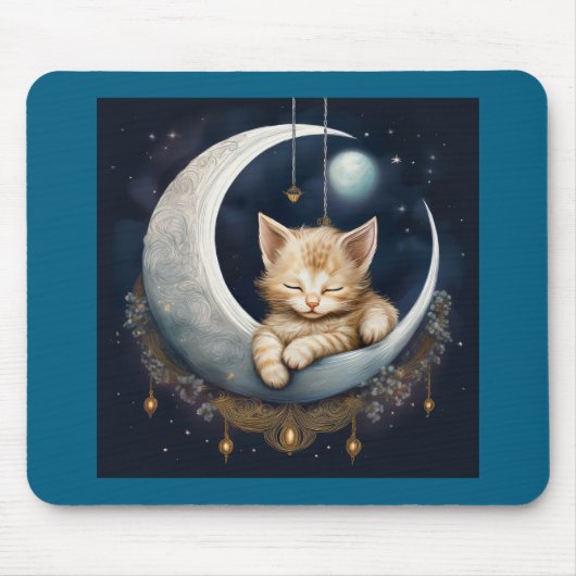 Kitten slapen op maanobject muismat (Voorkant)