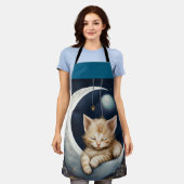 Kitten slapen op maanobject schort (Gedragen)