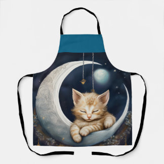 Kitten slapen op maanobject schort