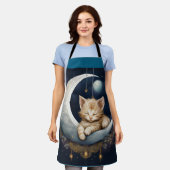 Kitten slapen op maanobject schort (Gedragen)