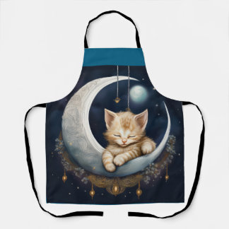 Kitten slapen op maanobject schort