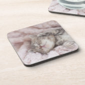 Kitten Sleeping op handdoek Bier Onderzetter (Linkerzijde)