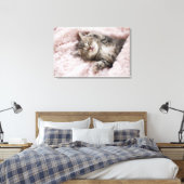 Kitten Sleeping op handdoek Canvas Afdruk (Insitu (Slaapkamer))
