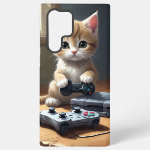 Kitten speelt spelcomputer, samsung galaxy hoesje