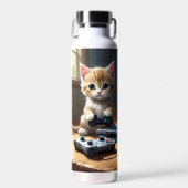 Kitten speelt spelcomputer, waterfles (Voorkant)