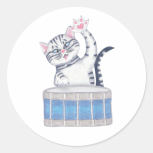Kitten spelen een trommel ronde sticker