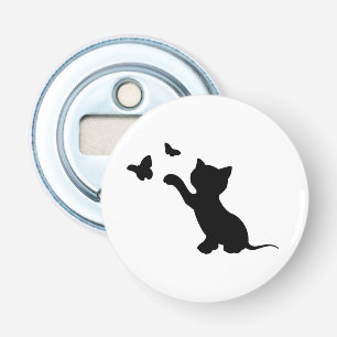 KITTEN SPELEN MET BUTTERFLIES BUTTON FLESOPENER