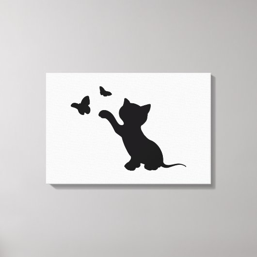 KITTEN SPELEN MET BUTTERFLIES CANVAS AFDRUK (Voorkant)