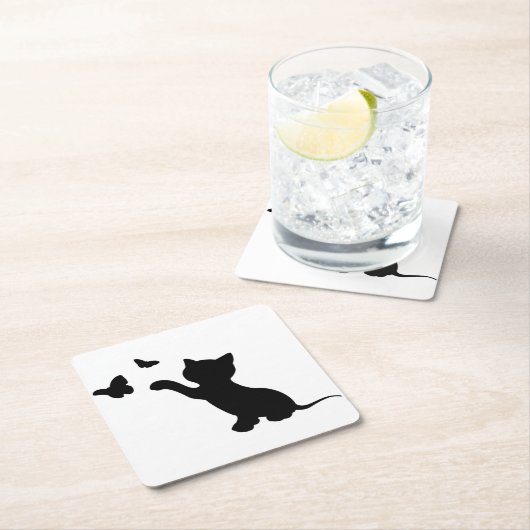 KITTEN SPELEN MET BUTTERFLIES KARTONNEN ONDERZETTERS (Insitu)