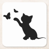 KITTEN SPELEN MET BUTTERFLIES KARTONNEN ONDERZETTERS (Voorkant)