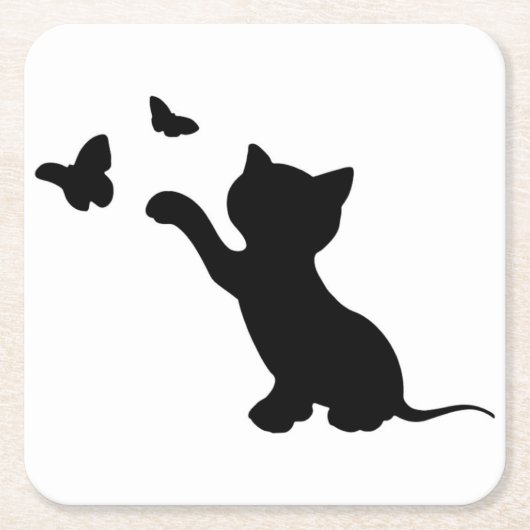 KITTEN SPELEN MET BUTTERFLIES KARTONNEN ONDERZETTERS (Voorkant)