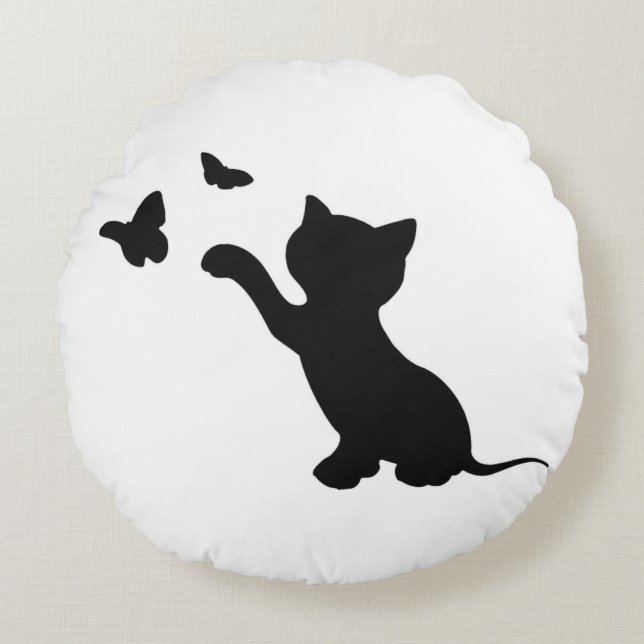 KITTEN SPELEN MET BUTTERFLIES ROND KUSSEN (Voorkant)