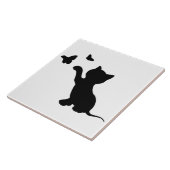 KITTEN SPELEN MET BUTTERFLIES TEGELTJE (Zijkant)