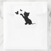KITTEN SPELEN MET BUTTERFLIES VIERKANTE STICKER (Tas)