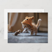 Kitten spelen met een kleine muis briefkaart (Voorkant / Achterkant)
