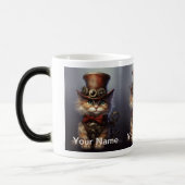 Kitten Steampunk met rode boog en hoge hoed Magische Mok (Links)