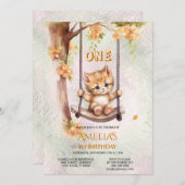 Kitten Swing 1e Verjaardagsfeest Uitnodiging (Voorkant / Achterkant)