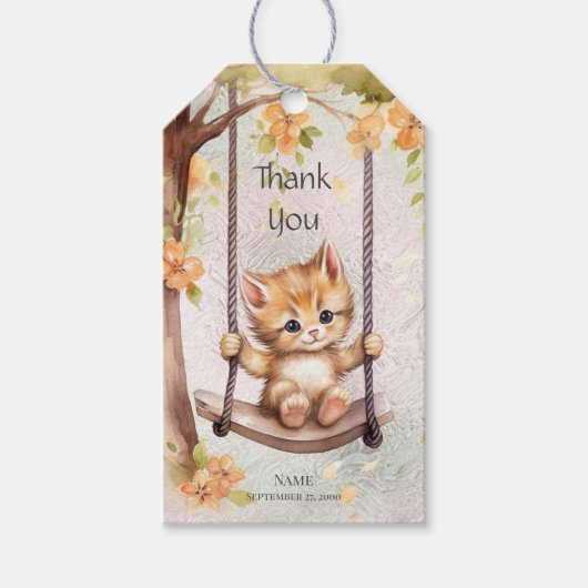 Kitten Swing Gift Label Cadeaulabel (Voorkant)