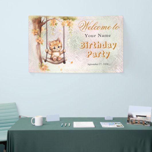 Kitten Swing Verjaardag Welkom Spandoek (Beurs)