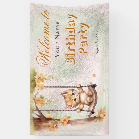 Kitten Swing Verjaardag Welkom Spandoek (Verticaal)