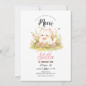 Kitten tabby wit Kitty Kat Verjaardag Uitnodiging (Voorkant)