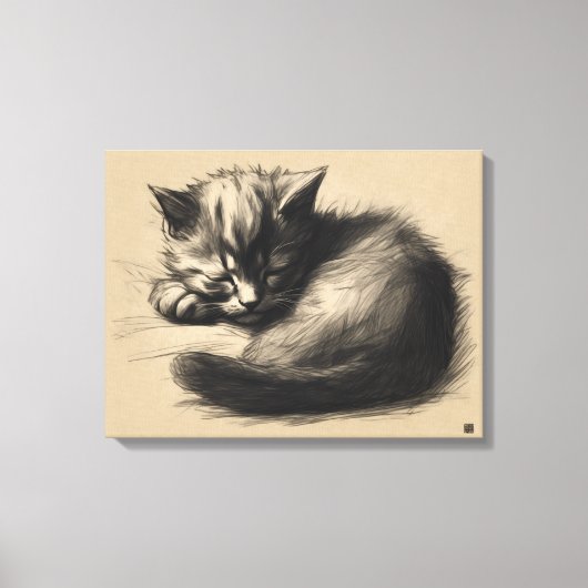 Kitten Tekening Verpakte Canvas Print (Voorkant)