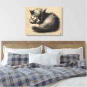 Kitten Tekening Verpakte Canvas Print (Insitu (Slaapkamer))