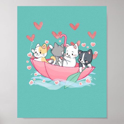 Kitten Umbrella Hoodie Poster (Voorkant)