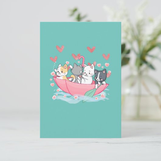 Kitten Umbrella Sierkussen Bedankkaart (Staand voorkant)