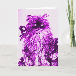 KITTEN VAN DE VADERDAG MET PAARSE ROZEN KAART