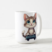 Kitten vasthoudend spelcontroller Lachende Gamer K Koffiemok (Voorkant rechts)