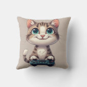 Kitten vasthoudend spelcontroller Lachende Gamer K Kussen (Achterkant)