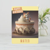 Kitten Verjaardag Kaart (Staand voorkant)