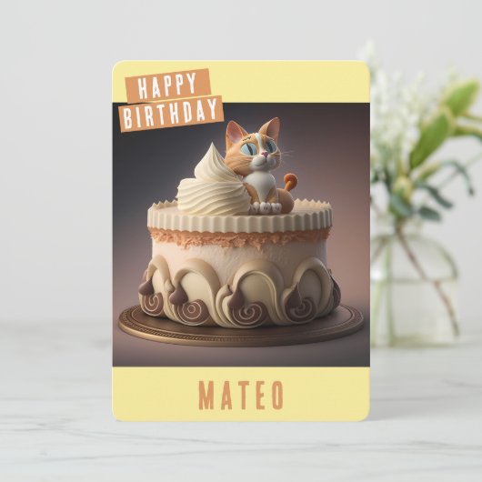 Kitten Verjaardag Kaart (Staand voorkant)